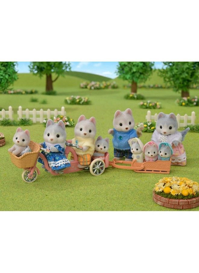 Calico Critters - Husky Brother & Sister'S Tandem Cycling Set Dollhouse Playset With Figures And Accessories - Image 1
