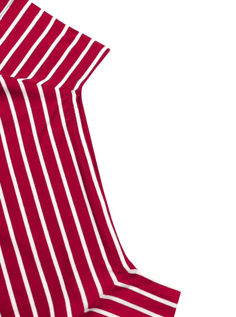 LilyCoco Off The Shoulder Tops for Women Striped Short Sleeve Sexy Going Out Top Big Red Stripe Medium - Image 3