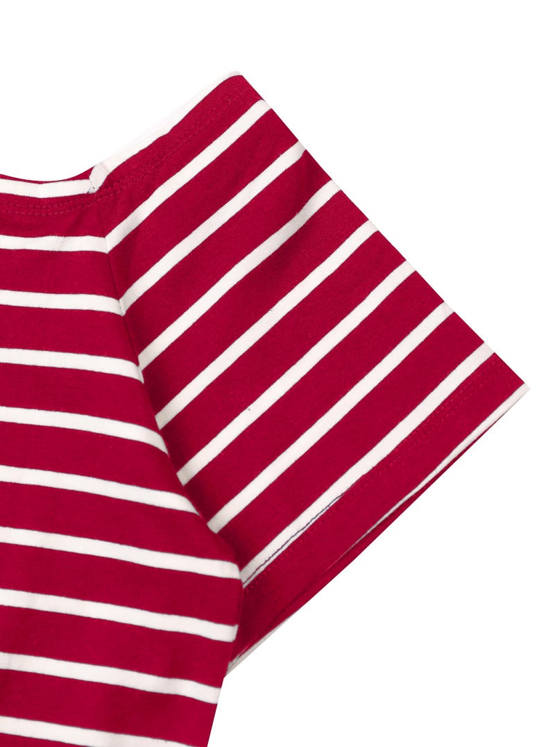 LilyCoco Off The Shoulder Tops for Women Striped Short Sleeve Sexy Going Out Top Big Red Stripe Medium - Image 4