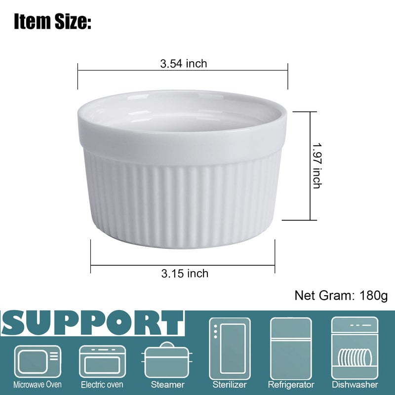 GPYG Ramekins 6 Oz  Set Of 8  Creme Brulee Ramekins  Souffle Dishes  Oven Safe Porcelain Ramiken Bowls For Custard  Lava Cakes  Pudding  Flan  Mini Desserts  Jam And Ice Cream  Ramekins For Baking - Image 2