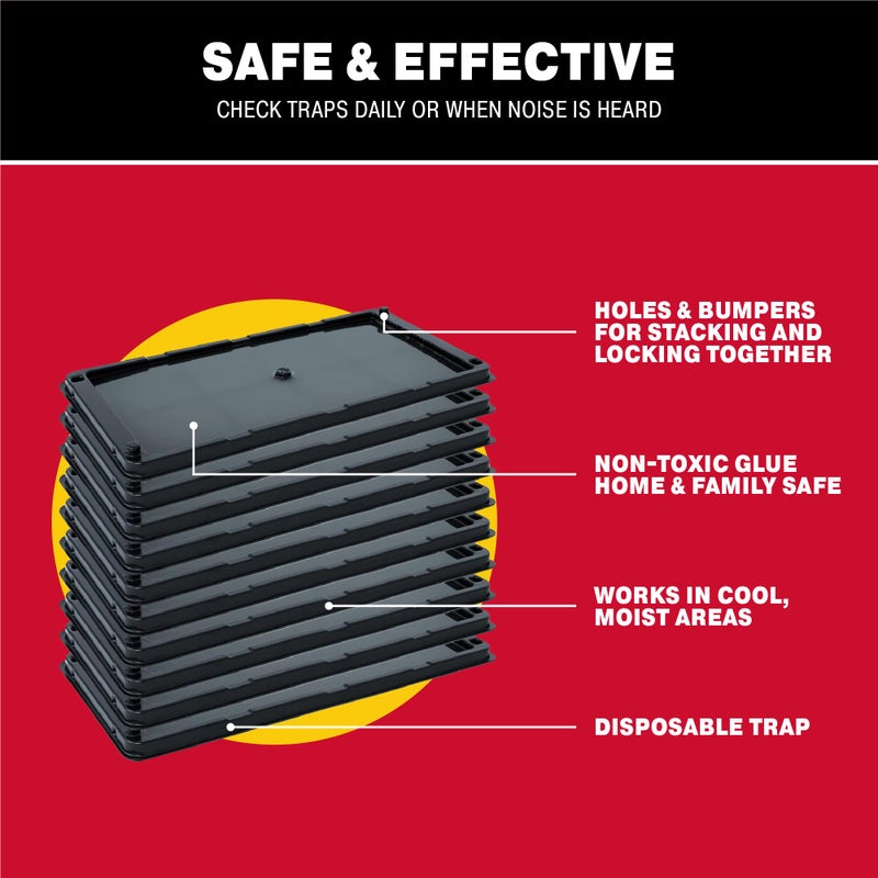 Catchmaster فخاخ الفئران اللاصقة من كاتشماستر داخل المنزل 10PK، فخاخ بالجملة للفئران والجرذان، صواني بلاستيكية لاصقة مسبقة الطعم للاستخدام داخل المنزل، فخاخ للثعابين والسحالي والحشرات والعناكب، آمنة للحيوانات الأليفة للتحكم في الآفات - Image 5