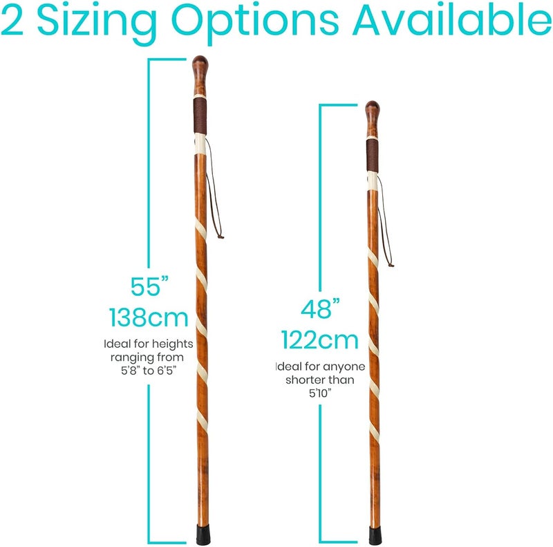 Vive Wooden Walking Stick  Willow Cane for Seniors Hiking  Balance  Heavy Duty Carved Twisted Wood Sticks for Men  Women  Stylish Support Pole for Outdoor Trekking  Weight Bearing - Image 4