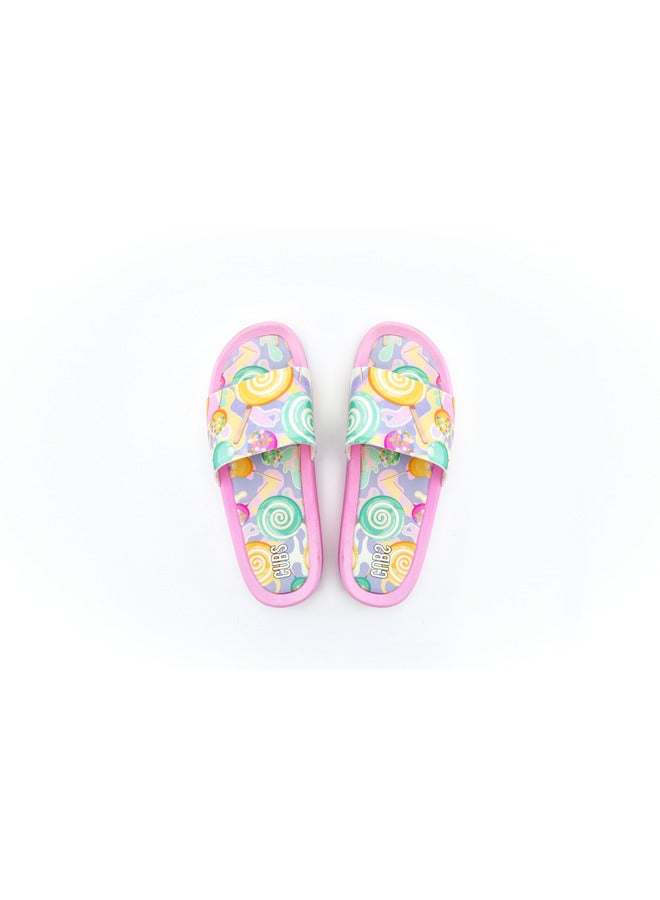 CUBS Lolipops Print Everyday Wear Eco-Friendly Pvc Slides For Girls Lightweight Easy To Wash And Anti-Slip Soles - Image 1