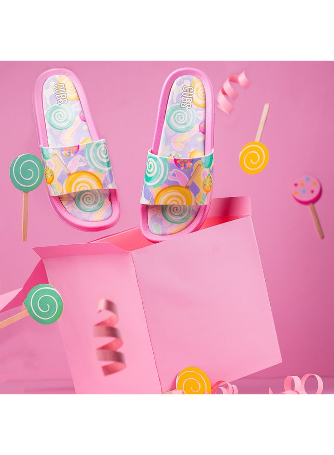 CUBS Lolipops Print Everyday Wear Eco-Friendly Pvc Slides For Girls Lightweight Easy To Wash And Anti-Slip Soles - Image 3