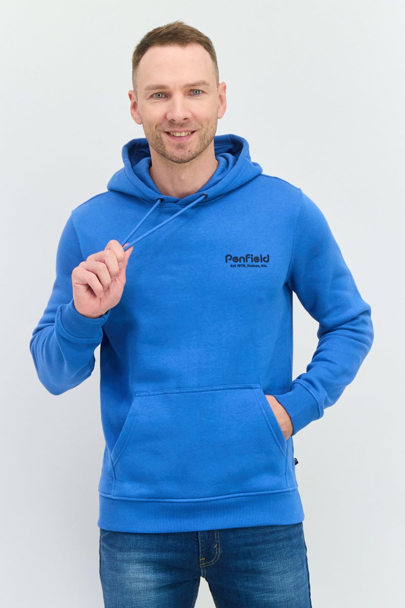 Penfield سويت شيرت طويل الأكمام بغطاء رأس للرجال بشعار العلامة التجارية، أزرق - Image 1