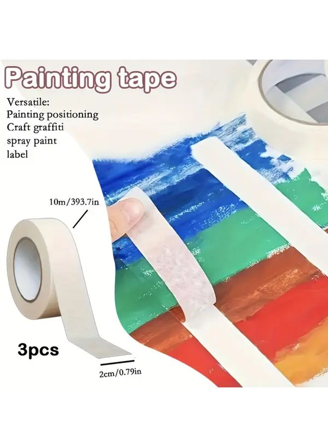 شريط الرسم الفنان 3 قطع، عالي التحمل، تماسك قوي بدون بقايا، لفات طول 10 متر - Image 1