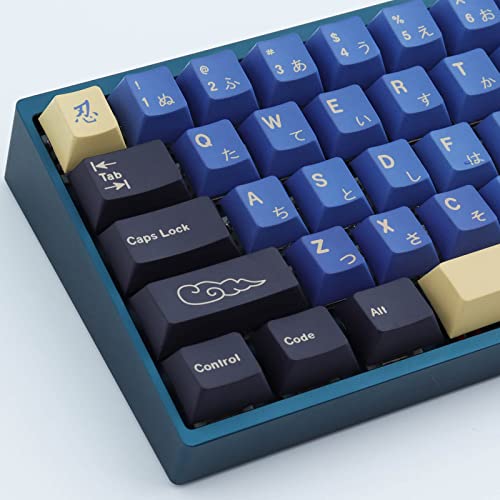 Hyekit PBT Keycaps 119 Keys Blue Samurai Dye-Sublimation Ninja PBT Keycap Set Cherry Profile Custom Keycaps for Cherry Gateron MX Switches Mechanical Keyboards US Layout - Image 1