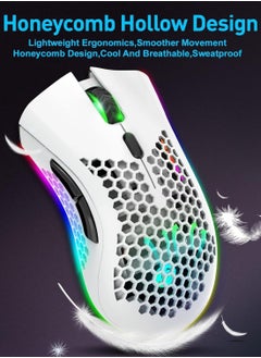 Generic BM600 Wireless Lightweight Gaming Mouse,2.4G Wireless Rechargeable Computer Mouse with Honeycomb Shell, USB Receiver, Adjustable DPI, Ergonomic RGB Gamer Mice for PC Mac Gamer  - Image 3