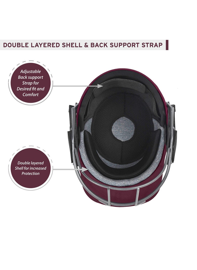 DSC FORT 44 Cricket Helmet | Maroon | Size: Extra Large | For Men & Boys | Steel Grill | Adjustable Back Support Strap | Removable and washable sweatband | Lightweight  - Image 3