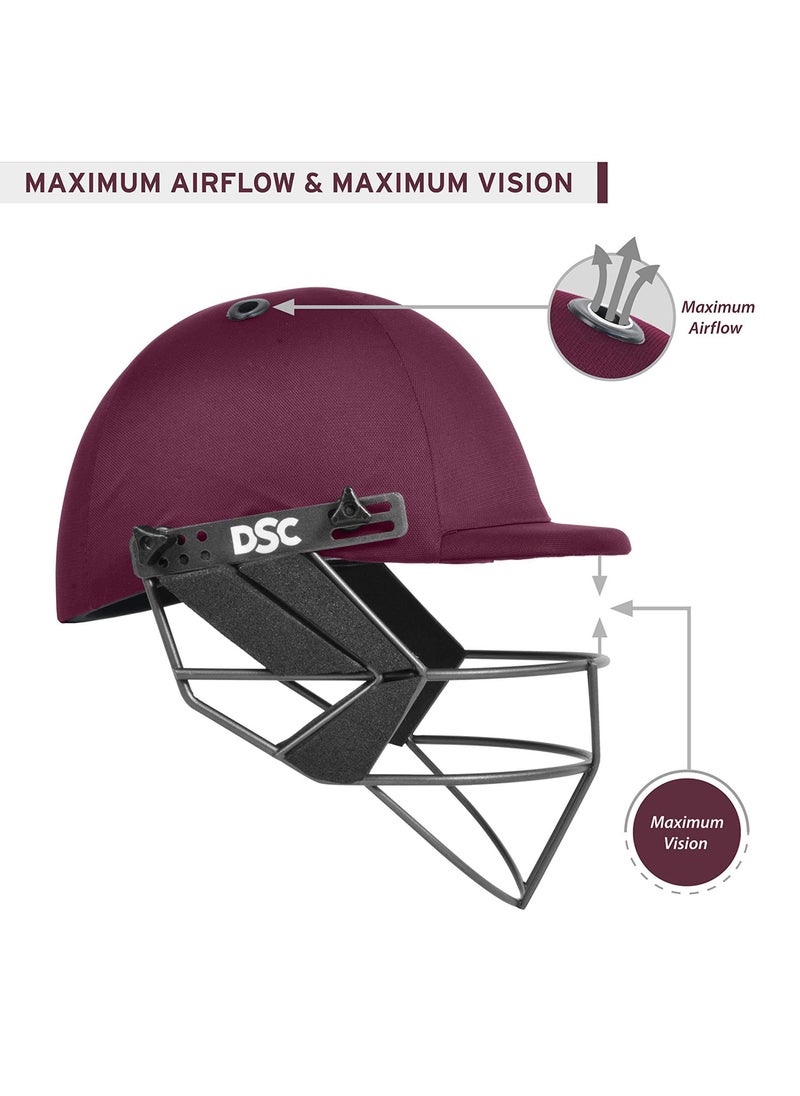 DSC FORT 44 Cricket Helmet | Maroon | Size: Extra Large | For Men & Boys | Steel Grill | Adjustable Back Support Strap | Removable and washable sweatband | Lightweight  - Image 2