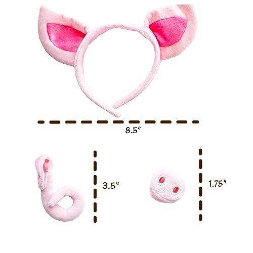 Squirrel Products Pig Headband Ears, Snout and Tail Costume Accessory Set - Fits Adults and Kids - Image 5