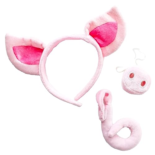 Squirrel Products Pig Headband Ears, Snout and Tail Costume Accessory Set - Fits Adults and Kids - Image 1