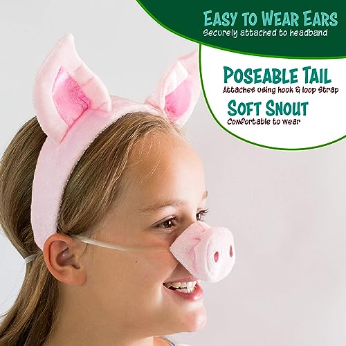 Squirrel Products Pig Headband Ears, Snout and Tail Costume Accessory Set - Fits Adults and Kids - Image 3