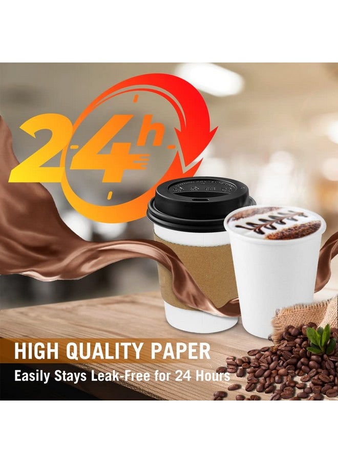 Ginkgo Ginkgo 100-Pack 8 oz Thickened Disposable Coffee Cups with Lids and Sleeves, To Go Cups for Hot Beverages, Perfect for Hot Coffee, Cocoa, and Chocolate  - Image 3