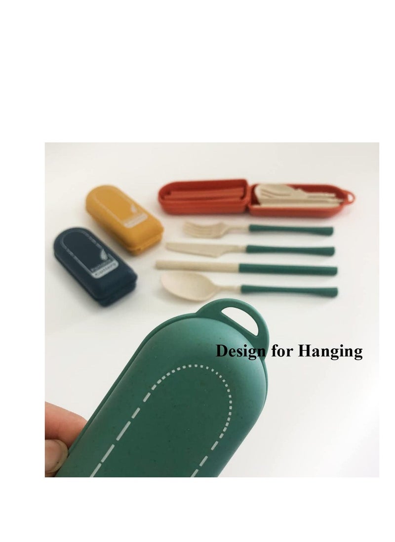 SYOSI Travel Utensil Set with Case 4 Sets Wheat Straw Utensils Reusable Travel Utensils Set Lunch Box Utensils Set Portable Detachable Cutlery for Kids Adult School Travel Picnic Camping or Daily Use - Image 5