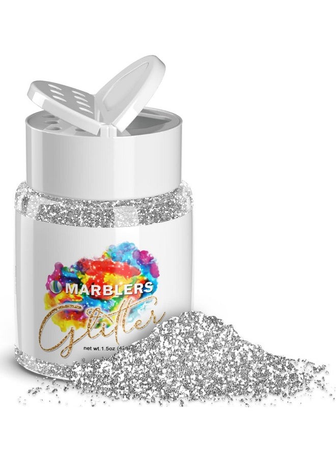 MARBLERS MARBLERS Twinkle Glitter [Silver] 1.5oz (42g) | Fine | Non-Toxic, Vegan, Cruelty-Free | Face, Body, Eyeshadow, Hair, Festival, Party Makeup | Nail Art, Polish | Resin, Tumbler, Slime, Craft  - Image 1