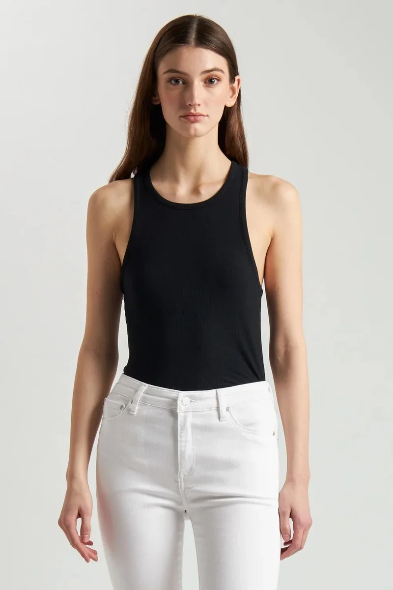 Ag Jeans Ribbed Dark Cotton Racerback Tank