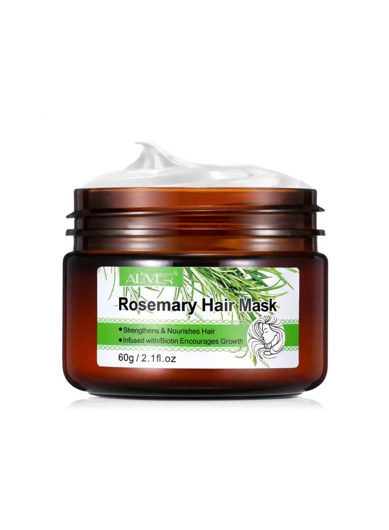 ALIVER Rosemary hair strengthening mask (60 ml) with biotin for hair growth, a mask that cleanses and nourishes the scalp, treatment for dry and damaged hair, an organic mask for hair loss, for all hair type - Image 3