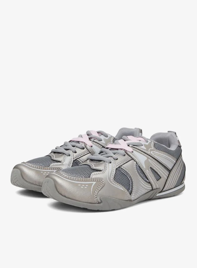 Styli  Grey Lace Up Mesh Details Sneakers for Women | Best Price UAE
