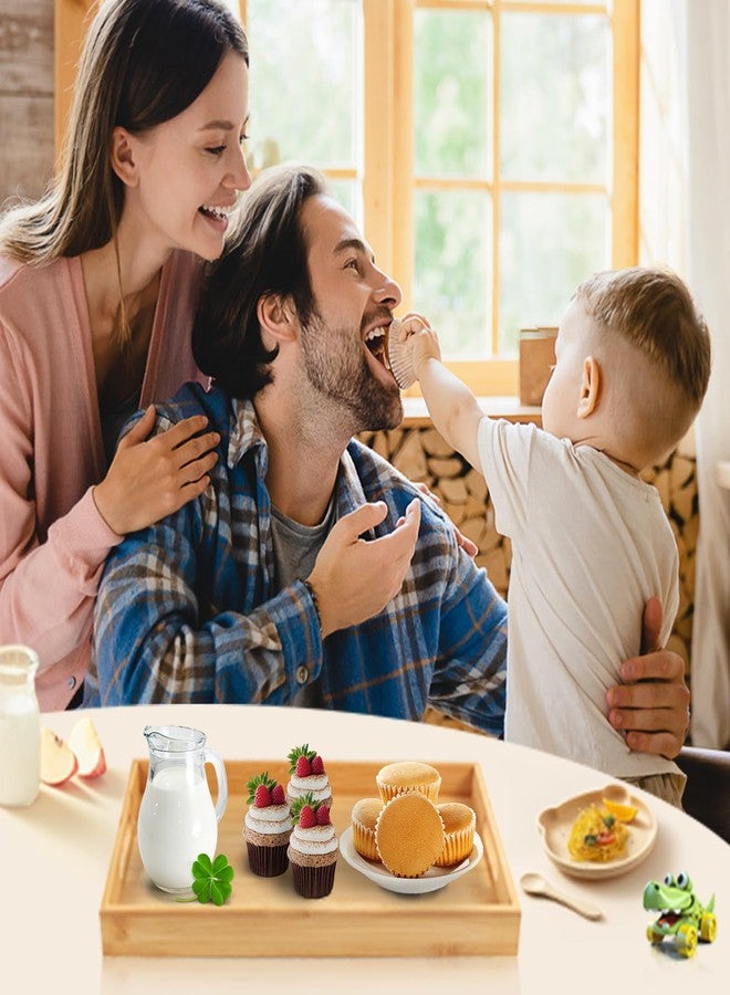 صينية تقديم كريسماكس بمقابض، صينية إفطار من الخيزران، صواني خشبية، طبق تقديم مزخرف للأكل والعمل والتخزين، تُستخدم في غرفة النوم والمطبخ وغرفة المعيشة والحمام والمستشفى وفي الهواء الطلق. - Image 5