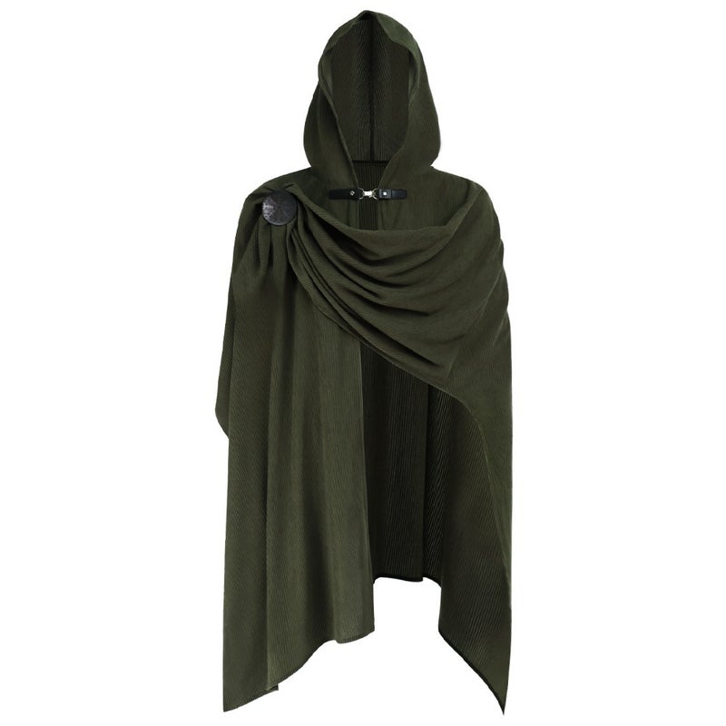 Corduroy Renaissance Cape Cosplay Cloak for Stage Performance, Unisex Medieval Costume