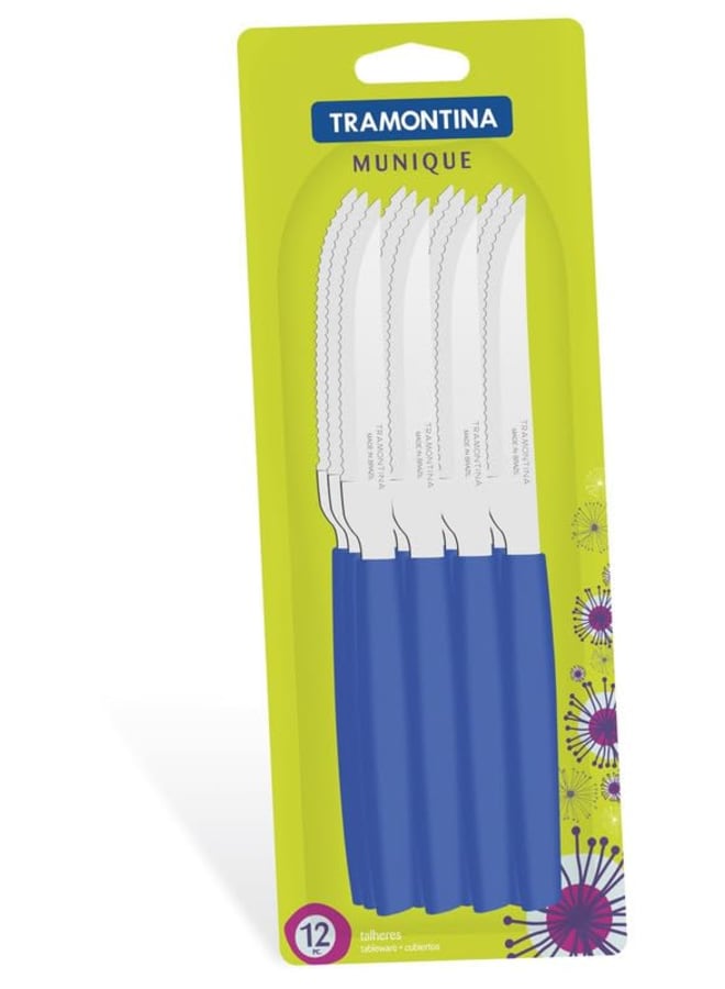 TRAMONTINA TRAMONTINA Munich 12-Piece Barbecue Knife Set - High-Durability Stainless Steel, Comfortable Polypropylene Handles, Long-Lasting Quality - Blue - Designed for High Performance and Durability