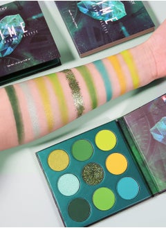 docolor Eyeshadow Palette 9 Colors Green Pearlescent Gemstone Shadow Palette Highly Pigmented Mattes Shimmers Naked Smokey Glitter Cream Colorful Powder Blendable Long Lasting Waterproof Makeup Palette  - Image 2