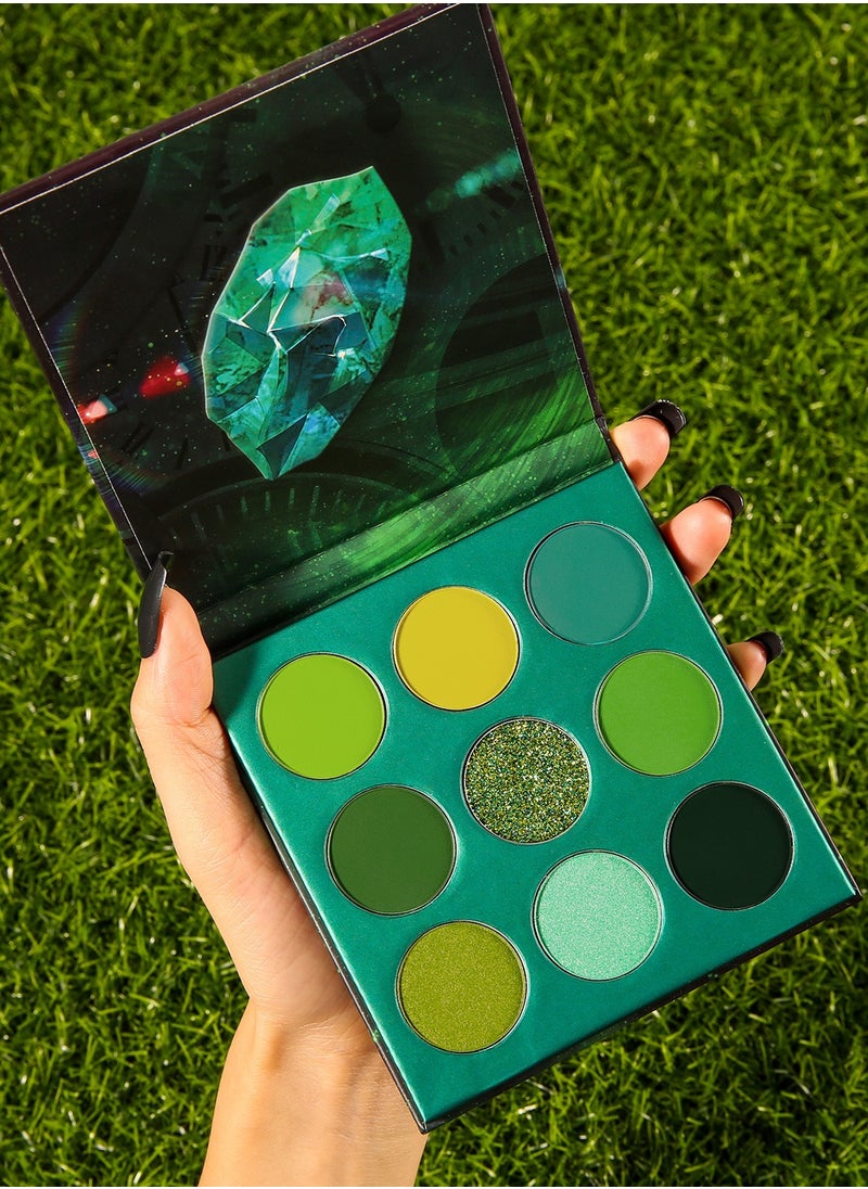 docolor - Eyeshadow Palette 9 Colors Green Pearlescent Gemstone Shadow Palette Highly Pigmented Mattes Shimmers Naked Smokey Glitter Cream Colorful Powder Blendable Long Lasting Waterproof Makeup Palette - Image 1