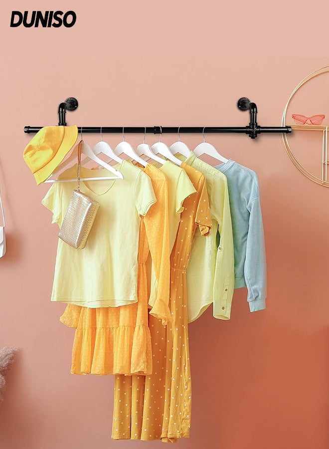 DUNISO Wall Mounted Clothes Rack, Industrial Pipe Clothing Racks Wall Mount, Heavy Duty Detachable Iron Garment Bar, Saving Space, Multi-Purpose Hanging Rod for Bedroom, Laundry Room - Image 1