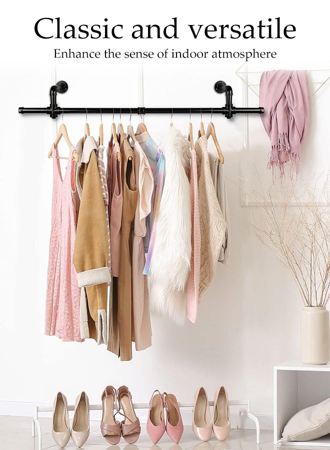 DUNISO Wall Mounted Clothes Rack, Industrial Pipe Clothing Racks Wall Mount, Heavy Duty Detachable Iron Garment Bar, Saving Space, Multi-Purpose Hanging Rod for Bedroom, Laundry Room - Image 5