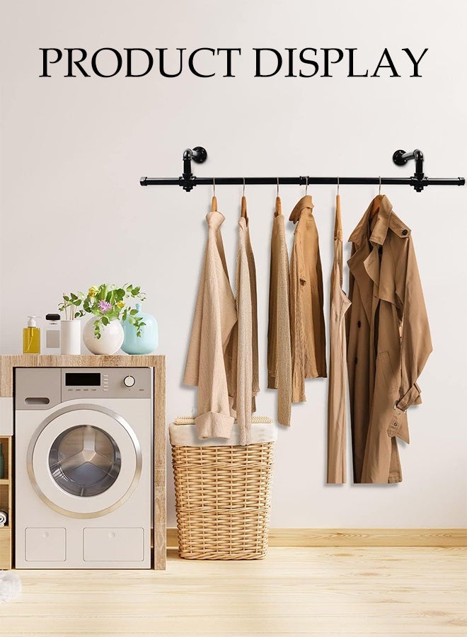 DUNISO Wall Mounted Clothes Rack, Industrial Pipe Clothing Racks Wall Mount, Heavy Duty Detachable Iron Garment Bar, Saving Space, Multi-Purpose Hanging Rod for Bedroom, Laundry Room - Image 4