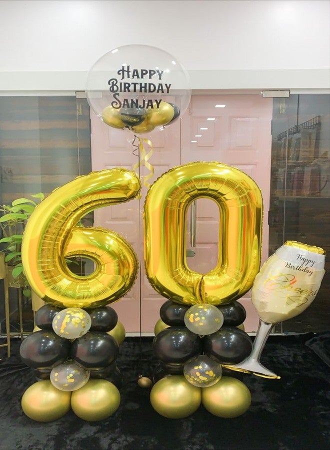 IWERP Gold Number 60 Balloon 40 inch, 60 Number Balloon, 60th Gold Birthday Decorations, 60 Year Old Women Men Golden Party Supplies - Image 4