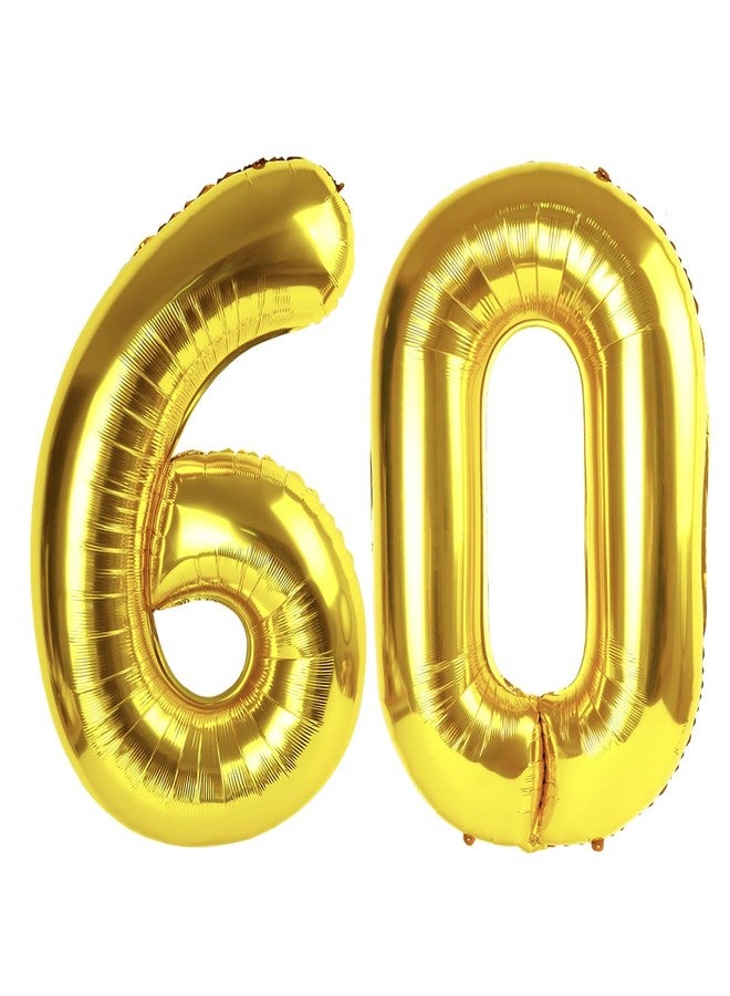 IWERP Gold Number 60 Balloon 40 inch, 60 Number Balloon, 60th Gold Birthday Decorations, 60 Year Old Women Men Golden Party Supplies - Image 1