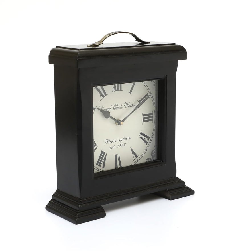 vedas Deval Silent Non Ticking Small Clock Battery Operated Simply Design for Bedroon Bedside Desk I Wooden Antique Vintage Desk Clock Size 11 x 115 Inches Battery not Included - Image 2