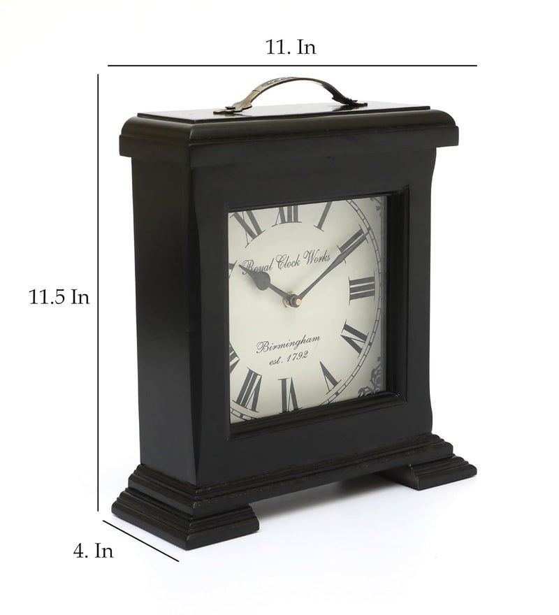 vedas Deval Silent Non Ticking Small Clock Battery Operated Simply Design for Bedroon Bedside Desk I Wooden Antique Vintage Desk Clock Size 11 x 115 Inches Battery not Included - Image 3