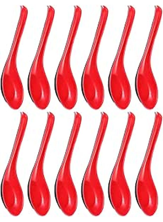 12Pcs Multi Purpose Soup Ladles Long Handle Imitation Porcelain Spoons Burgundy Ebony Kitchen Utensils - Image 1