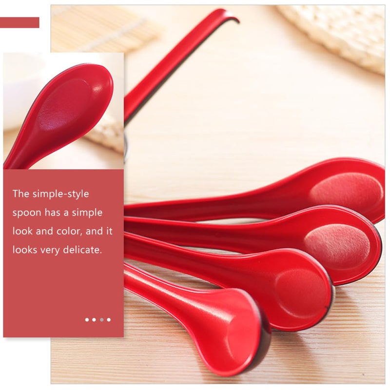 12Pcs Multi Purpose Soup Ladles Long Handle Imitation Porcelain Spoons Burgundy Ebony Kitchen Utensils - Image 4