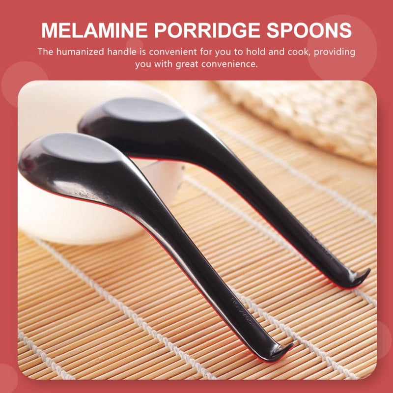 12Pcs Multi Purpose Soup Ladles Long Handle Imitation Porcelain Spoons Burgundy Ebony Kitchen Utensils - Image 5
