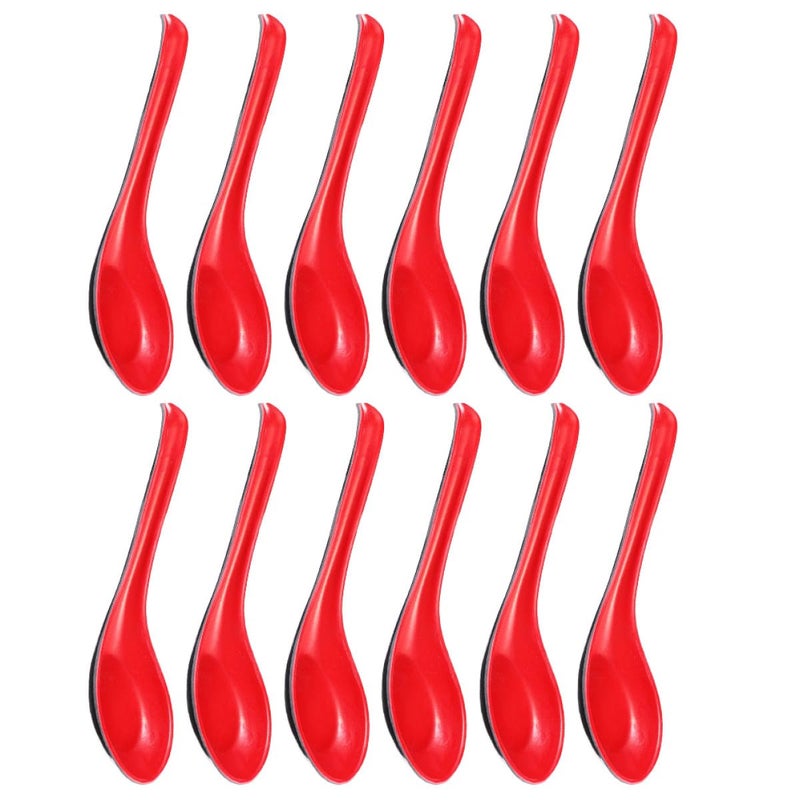 12Pcs Multi Purpose Soup Ladles Long Handle Imitation Porcelain Spoons Burgundy Ebony Kitchen Utensils - Image 2