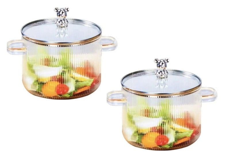JIRLY 1600ml40oz Glass Saucepan with Cover Simmer Pot for Stovetop Heat Resistant Glass Cooking Pot for Pasta Noodle Soup Milk Spring Home Fragrance Potpourri Cooking - Image 1