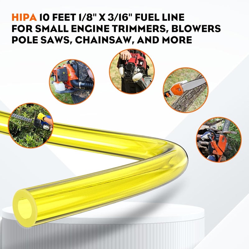 Hipa 10-Feet (3-Meter) Petrol Fuel Line Hose I.D 1/8" x O.D 3/16" Tubing for Small Engines Weedeater Chainsaw Leaf Blower - Image 2