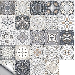 Jacklove 24 PCS Moroccan Style Tile Sticker, 4x4 Inch(10x10cm) Traditional DIY Murals, Tile Waterproof Oil Proof - Image 1