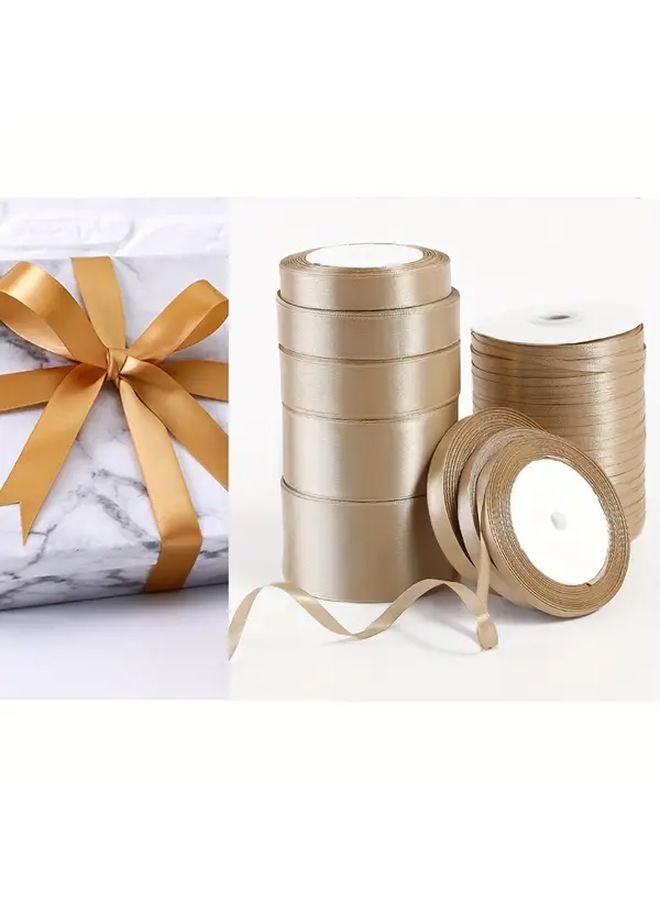 Golden Satin Ribbon 24 Yards 2cm Wide Metallic Wired For Crafts Gift Wrapping - Image 3