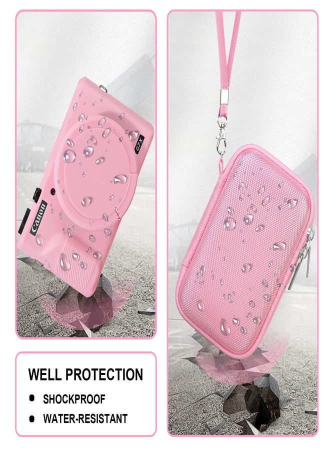 Canboc Case for Canon PowerShot G7X Mark III Digital Camera, 1* Hard Carrying Case + 1* Soft Silicone Cover with Removable Lens Cover, Pink (Case Only) - Image 4