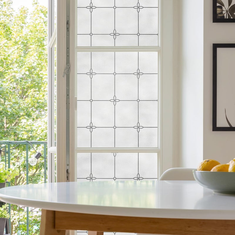 Artscape Victoria 36 x 72 Inch Window Film, Made in USA â€“ Provides Privacy, Non-Adhesive, Textured Leaded Glass Pattern, UV Protection, Easy to Apply and Removable - Image 1