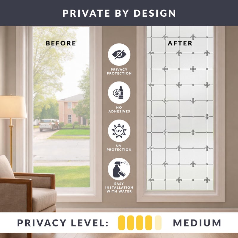 Artscape Victoria 36 x 72 Inch Window Film, Made in USA â€“ Provides Privacy, Non-Adhesive, Textured Leaded Glass Pattern, UV Protection, Easy to Apply and Removable - Image 3