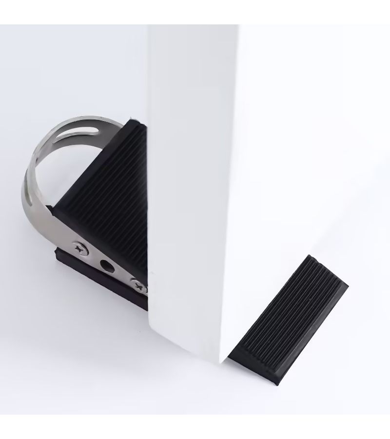 Heavy Duty Rubber Door Stopper with Metal Ring Black Strong Friction for Home Office Use - Image 2