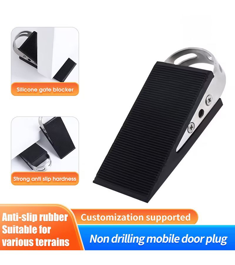 Heavy Duty Rubber Door Stopper with Metal Ring Black Strong Friction for Home Office Use - Image 1