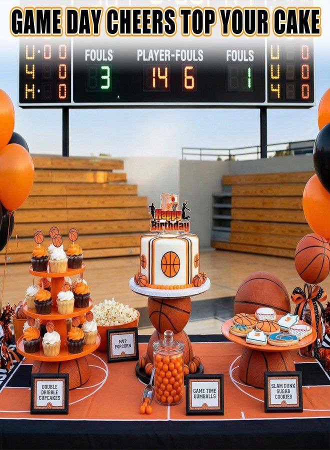 Caoekego 1 PCS Basketball Happy Birthday Cake Topper Sports Themed Cake Decorations for Boys Kids Birthday Party Game Night Supplies - Image 5