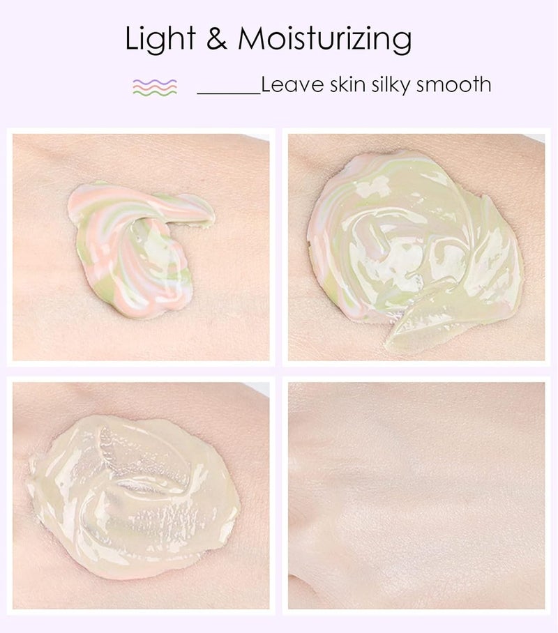 Skynest برايمر مكياج مرطب 3 في 1 مصحح لون سيروم للوجه خطوة واحدة برايمر مضيء لتوحيد لون البشرة التحكم في الزيت مصحح البشرة لمسة خفيفة منعشة بنفسجي وردي أخضر - Image 5